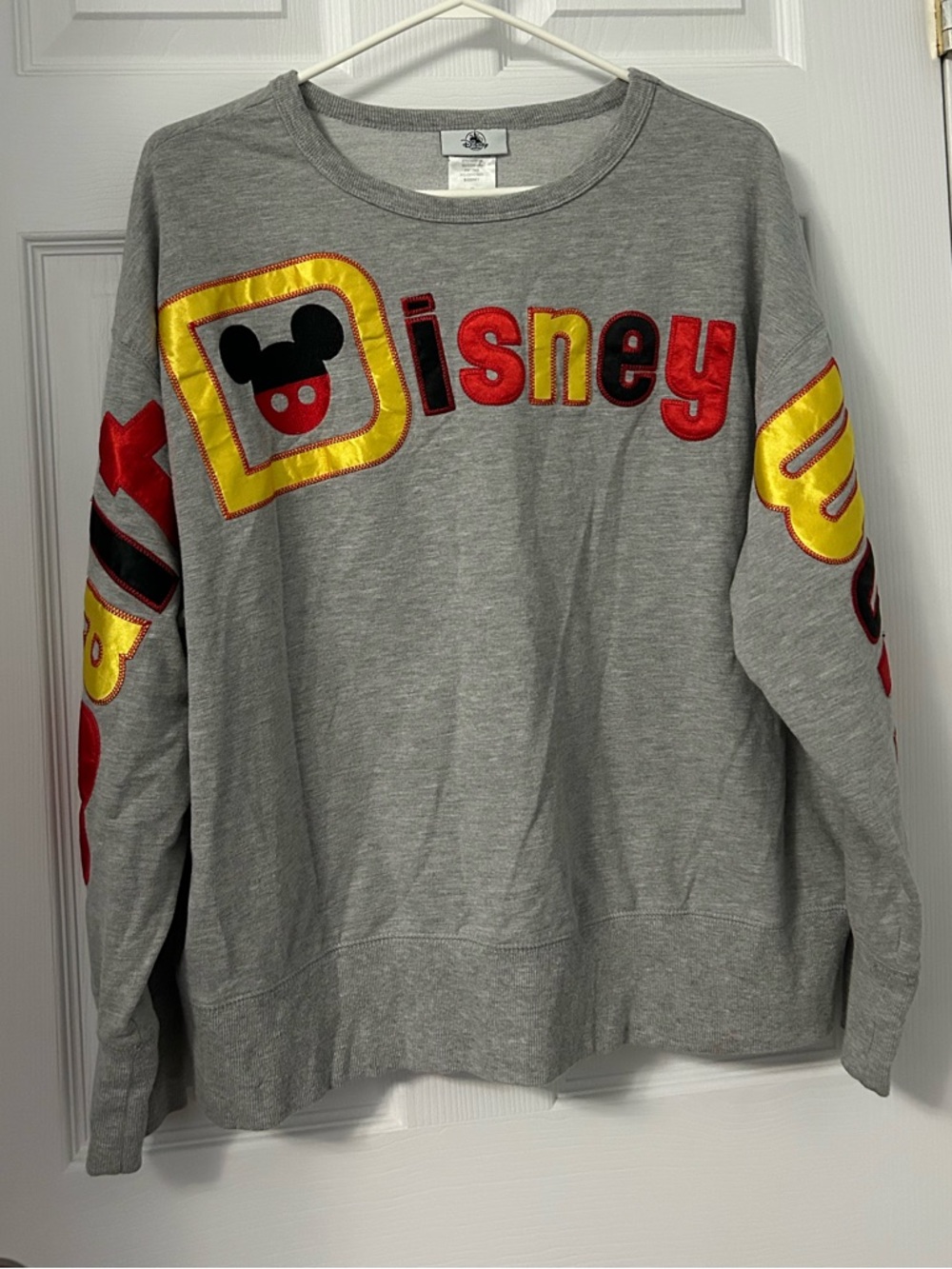 Disney Gray Sweatshirt with Red and Yellow Appliqués